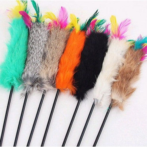 Multi-color Feather Teaser Wand Pet Toy