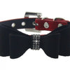 Adjustable Leather Bowknot with Rhinestone Pet Collar